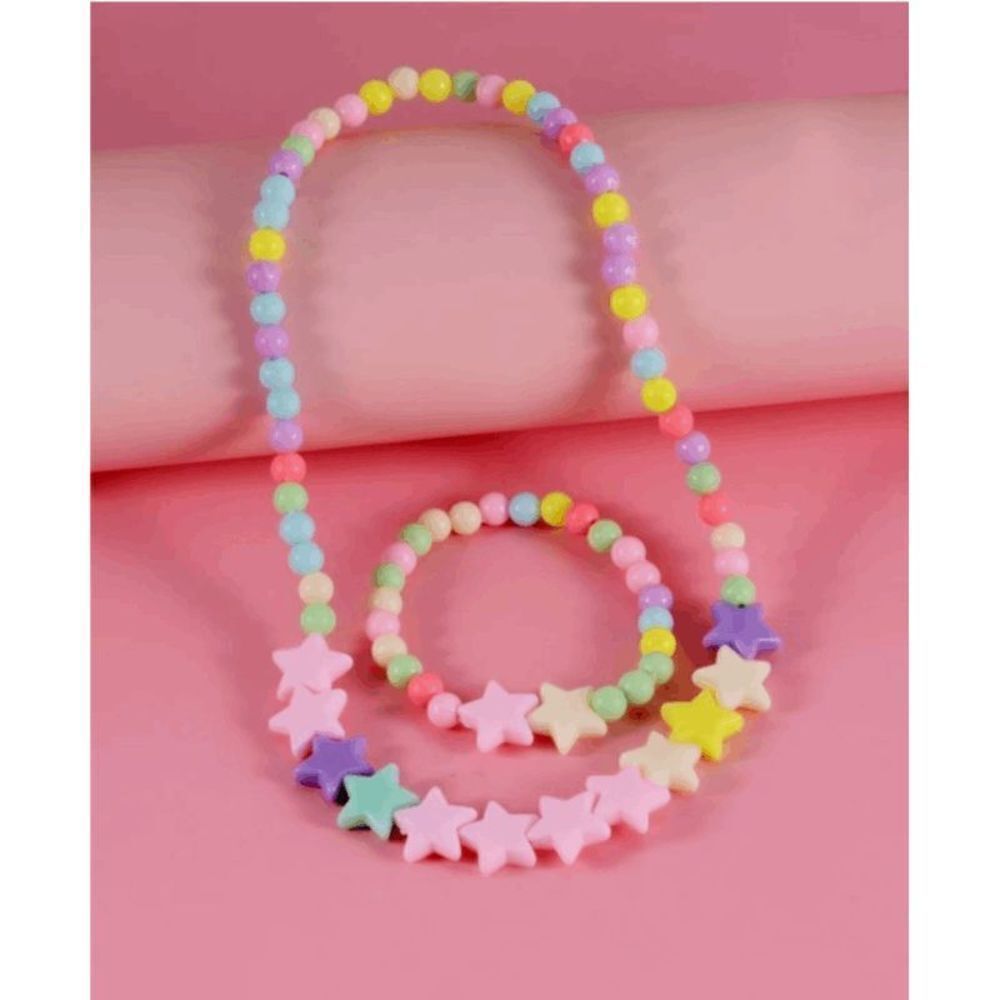 Girls Star Stretch Beaded Necklace & Bracelet Set